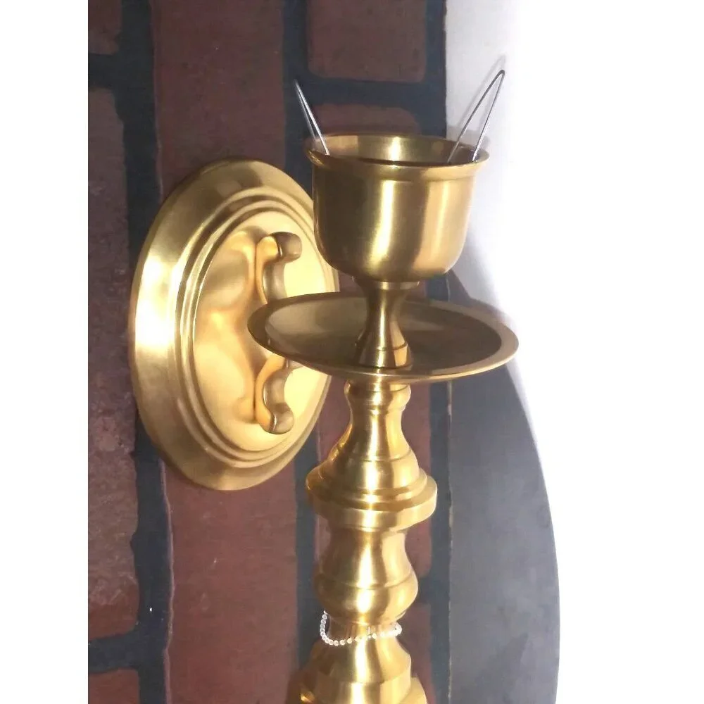 Pier 1 Brass Candle Holder SOLID BRASS Sconce Wall Mount Vintage India NEW
